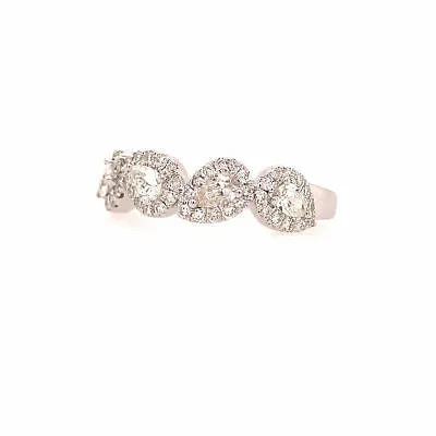 14K Pear Shape Halo Band in White Gold