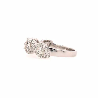 14K Pear Shape Halo Band in White Gold