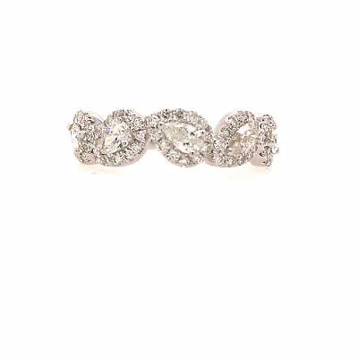 14K Pear Shape Halo Band in White Gold
