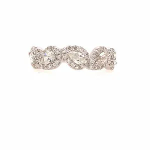 14K Pear Shape Halo Band in White Gold