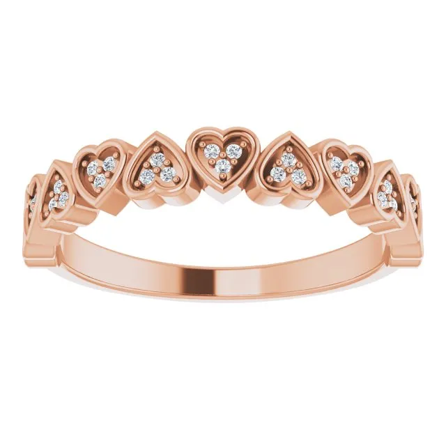 14K Rose .07 CTW Diamond Heart Anniversary Band