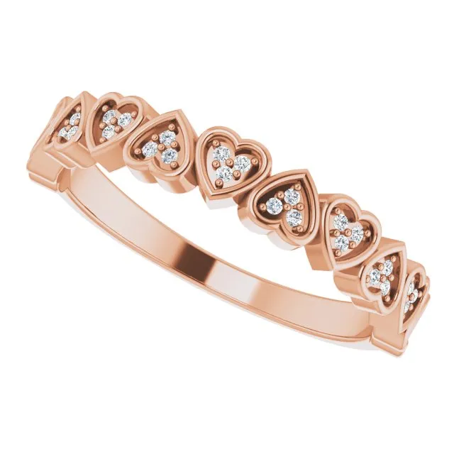 14K Rose .07 CTW Diamond Heart Anniversary Band
