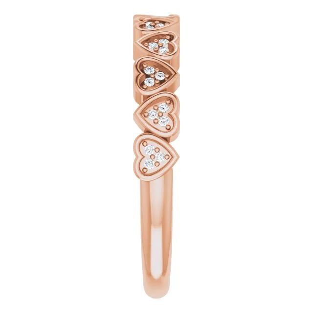 14K Rose .07 CTW Diamond Heart Anniversary Band