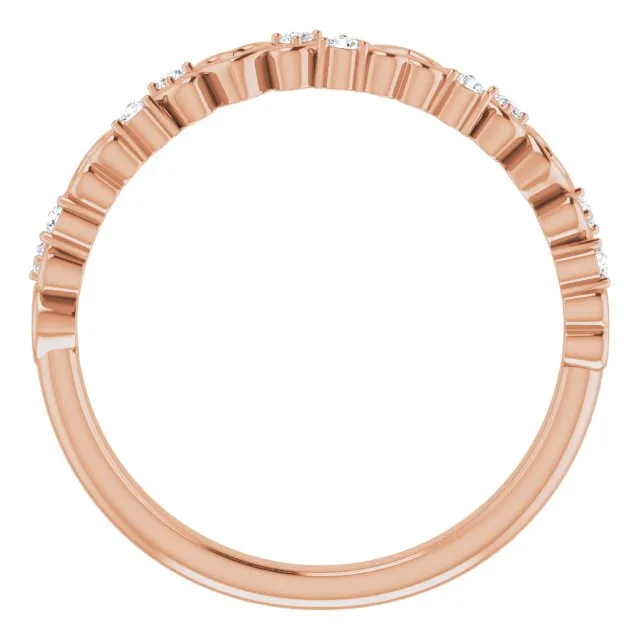 14K Rose .08 CTW Natural Diamond Heart Anniversary Band