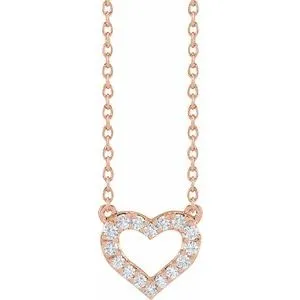 14K Rose 1/5 CTW Lab-Grown Diamond Heart 16-18" Necklace