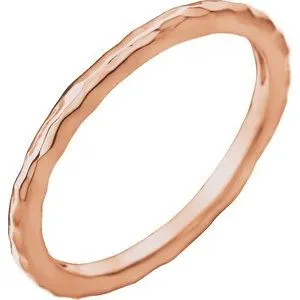 14K Rose 1.8 mm Hammered Stackable Ring Size 7