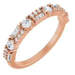 14K Rose 3/8 CTW Natural Diamond Double Row Anniversary Band