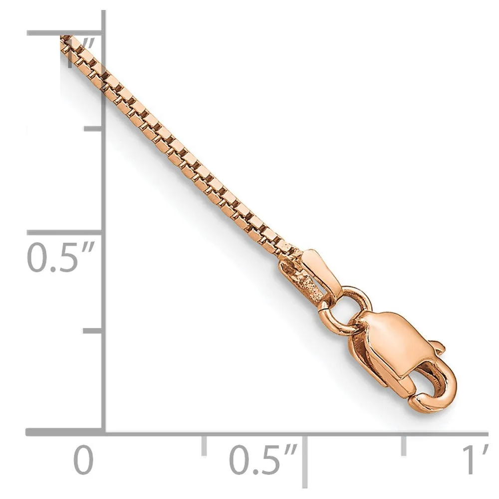 14K Rose Gold 7 inch .95mm Box Link with Lobster Clasp Bracelet