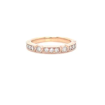 14K Rose Gold Diamond Band