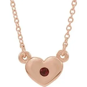 14K Rose Mozambique Garnet Heart 16" Necklace