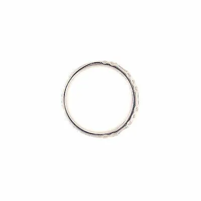 14K Round and Baguette Diamond Band White Gold