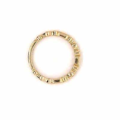 14K Round and Baguette Diamond Band Yellow Gold