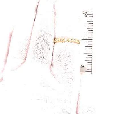 14K Round and Baguette Diamond Band Yellow Gold