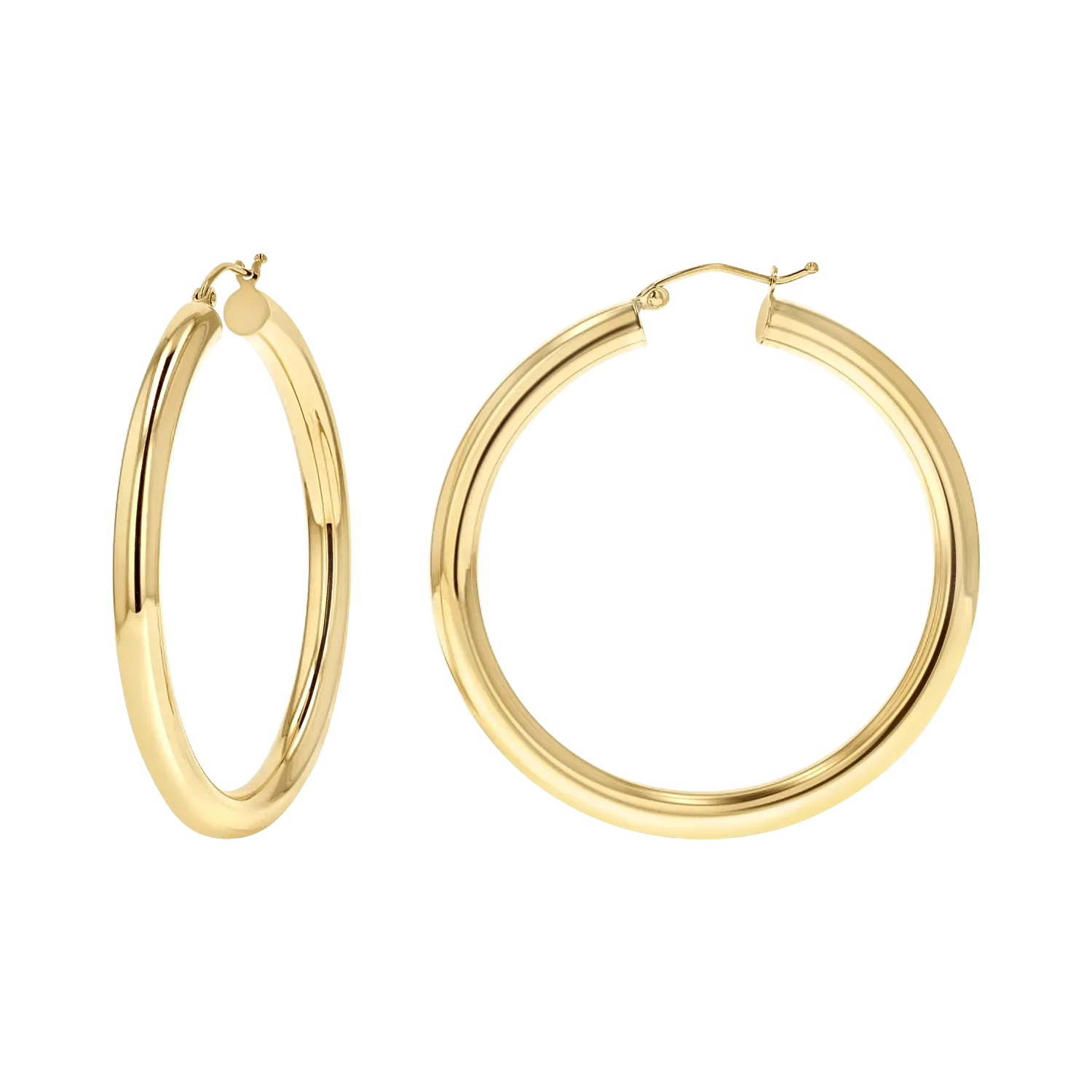 14K Round tube Hoop polished earrings - 3mm