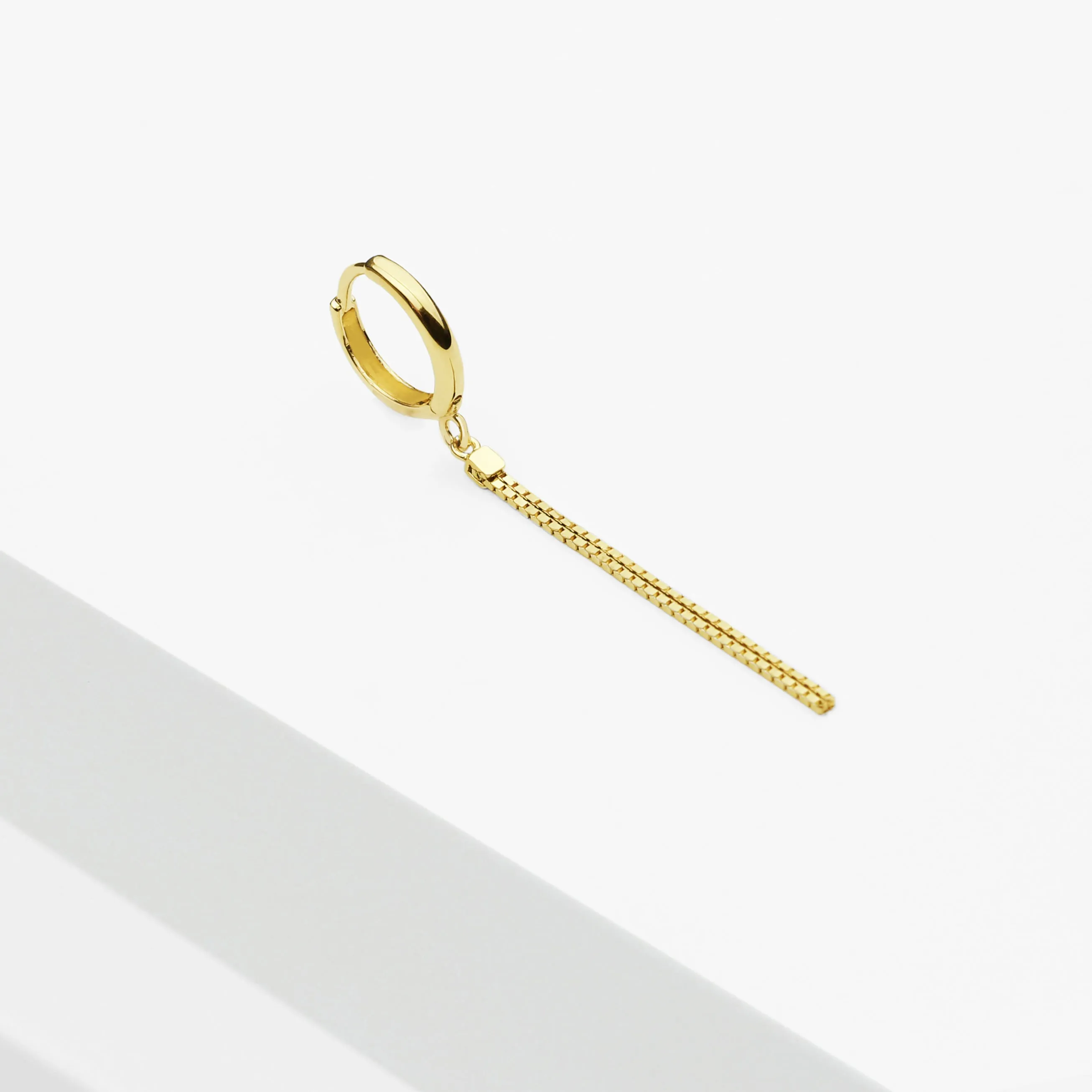 14k Solid Gold Double Chain Drop Earring