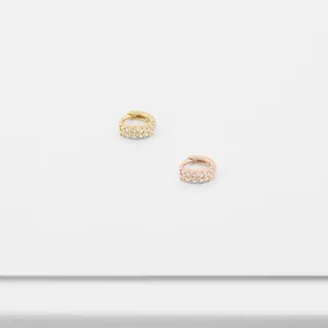 14k Solid Gold Micro CZ Hoop Earring