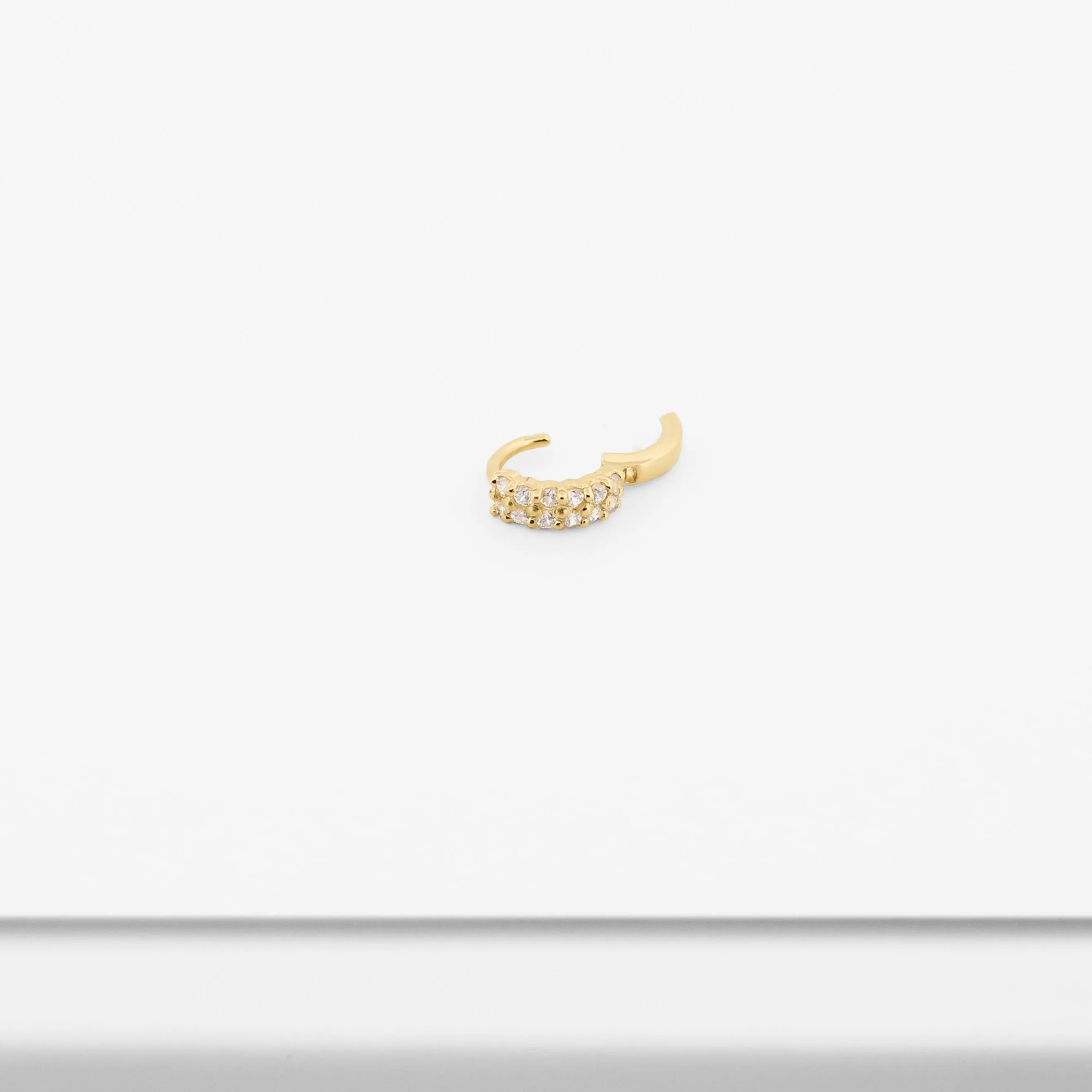 14k Solid Gold Micro CZ Hoop Earring
