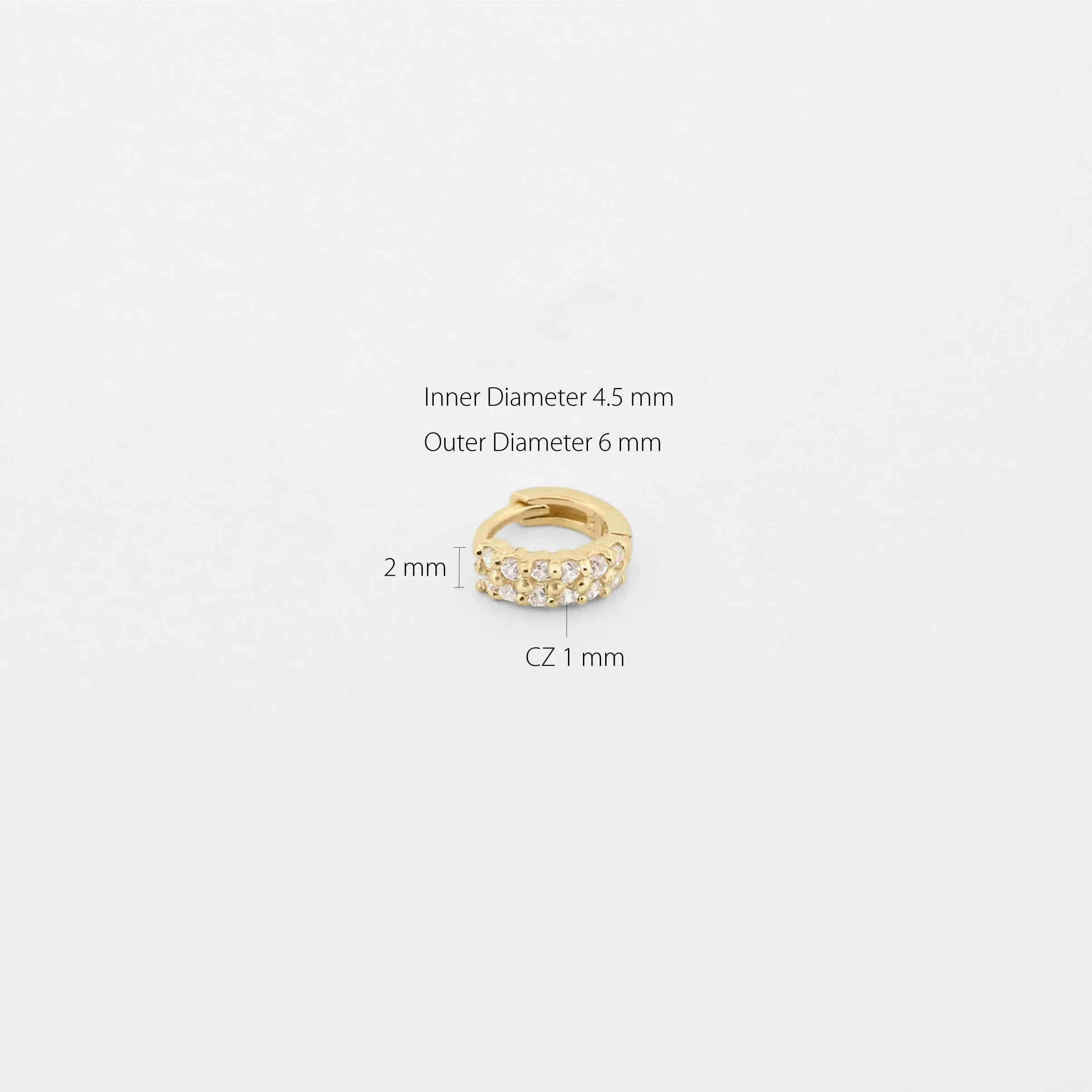 14k Solid Gold Micro CZ Hoop Earring