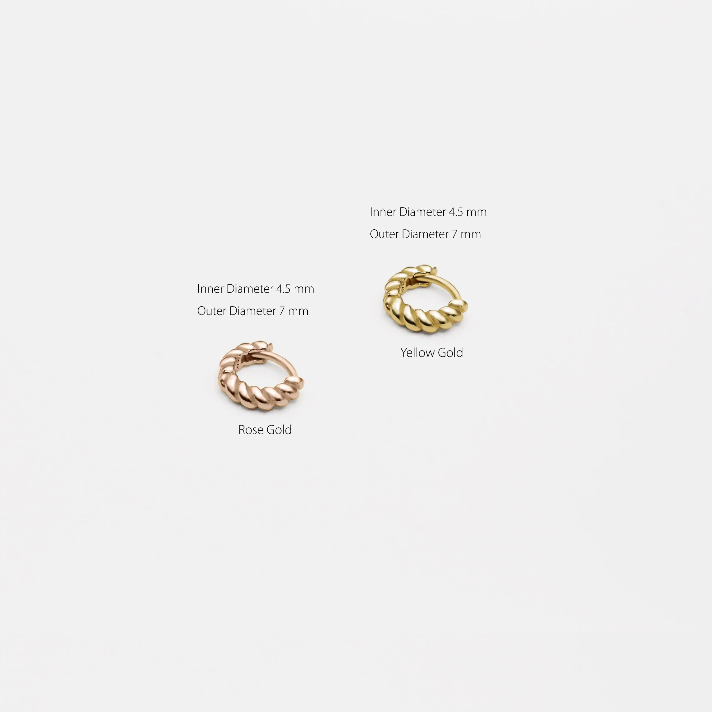 14k Solid Gold Micro Rope Hoop Earring