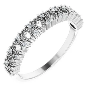 14K White .07 CTW Natural Diamond Negative Space Anniversary Band