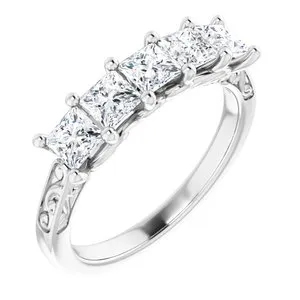 14K White 1 1/4 CTW Natural Diamond Anniversary Band