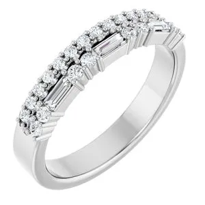 14K White 1/3 CTW Natural Diamond Double Row Anniversary Band