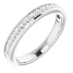 14K White 2 mm Square 3/4 CTW Diamond Anniversary Band
