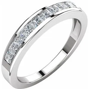 14K White 3/4 CTW Diamond Anniversary Band Size 7.5