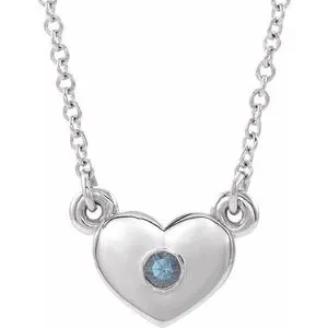 14K White Alexandrite Heart 16" Necklace