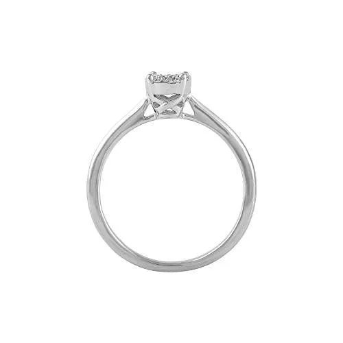 14k White Gold 0.05 Cttw Diamond Cluster Ring (0.05 cttw, I-J Color, I2-I3 Clarity) Diamond Halo Cluster Ring Anniversary Wedding Band Ring