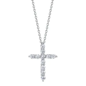14K White Gold 0.50ct. Diamond Cross Necklace