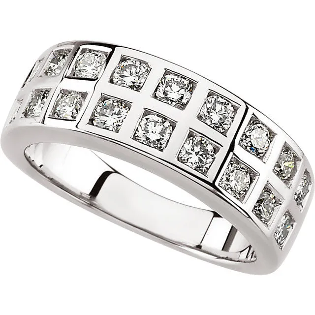 14k White Gold 1 1/4 CTW Diamond Anniversary Band, Size 6