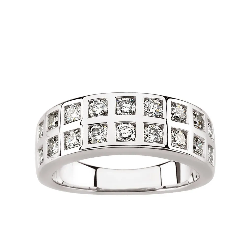 14k White Gold 1 1/4 CTW Diamond Anniversary Band, Size 6