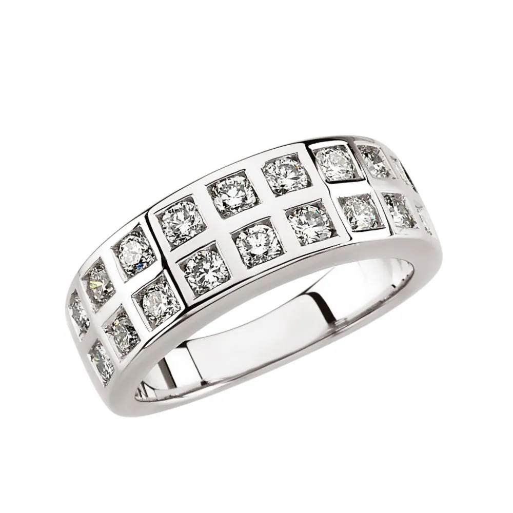 14k White Gold 1 1/4 CTW Diamond Anniversary Band, Size 6