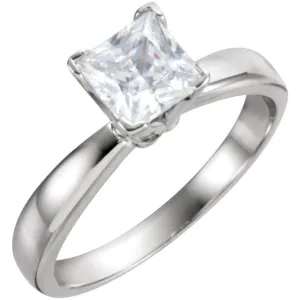 14k White Gold 1/2 CTW Diamond Solitaire Engagement Ring, Size 6