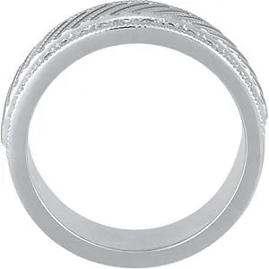 14k White Gold 1/3 CTW Diamond Milgrain Anniversary Band, Size 7