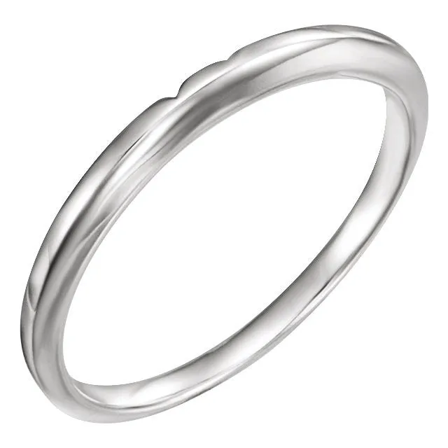 14k White Gold #2 Band, Size 6