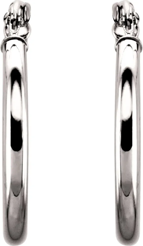 14k White Gold 20mm Tube Hoop Earrings