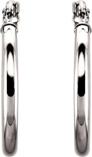 14k White Gold 20mm Tube Hoop Earrings