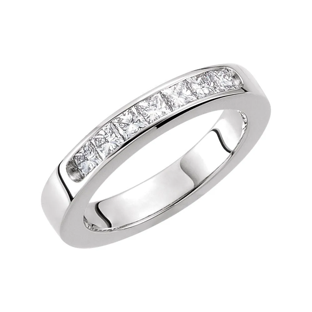 14k White Gold 3/4 CTW Diamond Anniversary Band, Size 6
