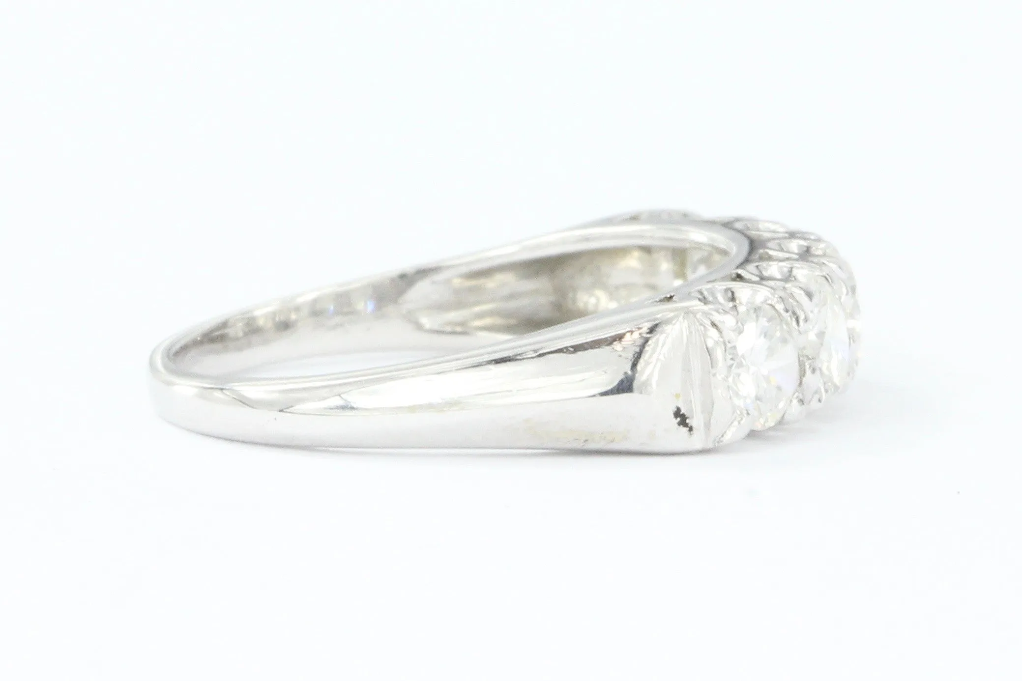 14K White Gold 5 Stone Diamond Anniversary Band Ring 1 CTW