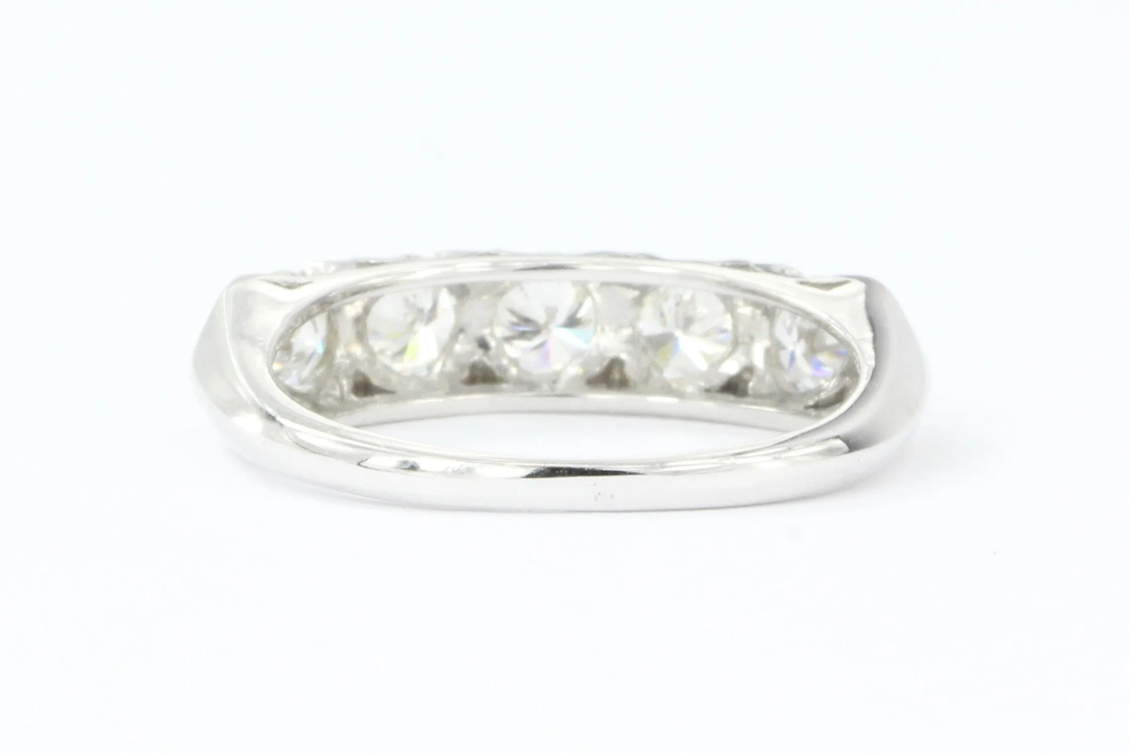 14K White Gold 5 Stone Diamond Anniversary Band Ring 1 CTW