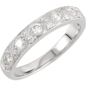 14k White Gold Diamond Anniversary Band, Size 7