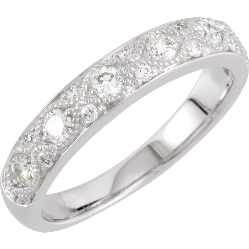14k White Gold Diamond Anniversary Band, Size 7