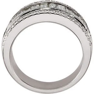 14k White Gold Etruscan-Style Anniversary Band, Size 6