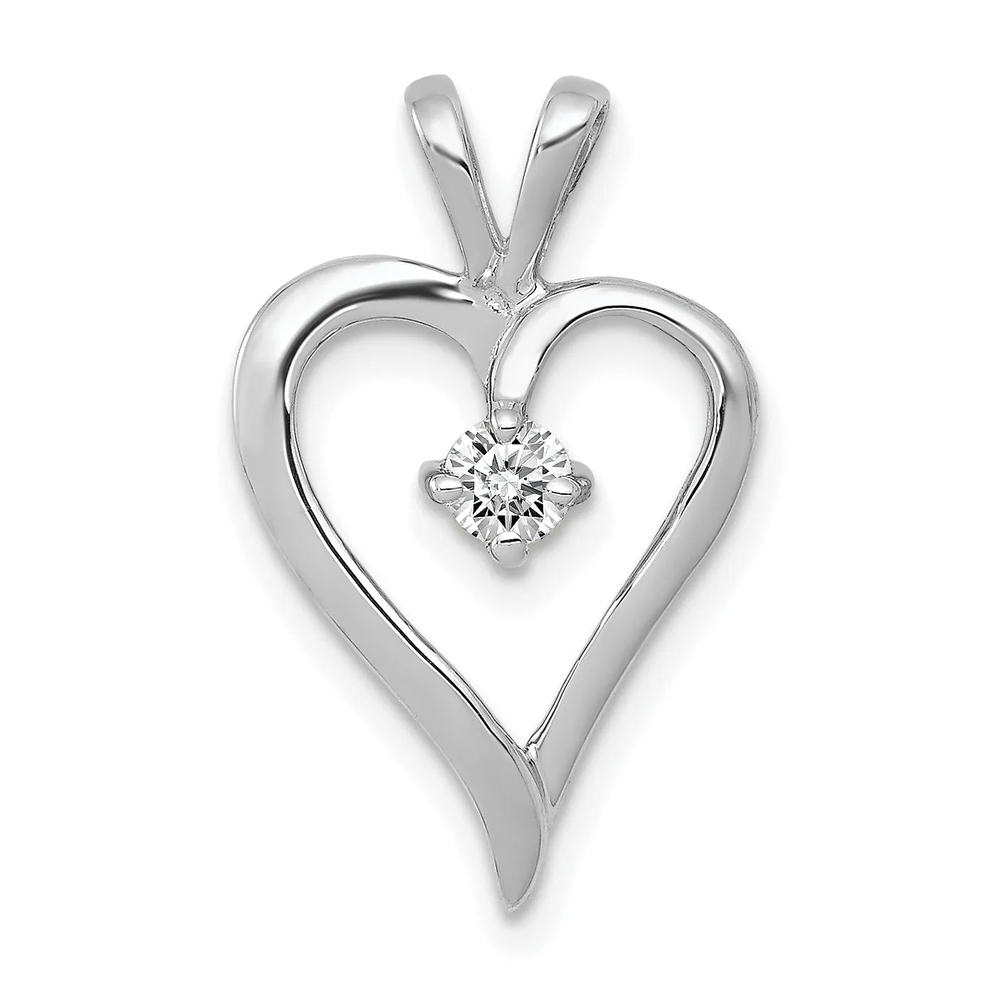 14k White Gold l1 Clarity G-I Color 1/10ct. Diamond Heart Pendant