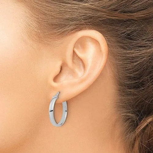 14k White Gold Polished Finish Hoop Earrings