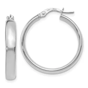 14k White Gold Polished Finish Hoop Earrings