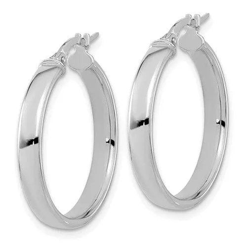 14k White Gold Polished Finish Hoop Earrings