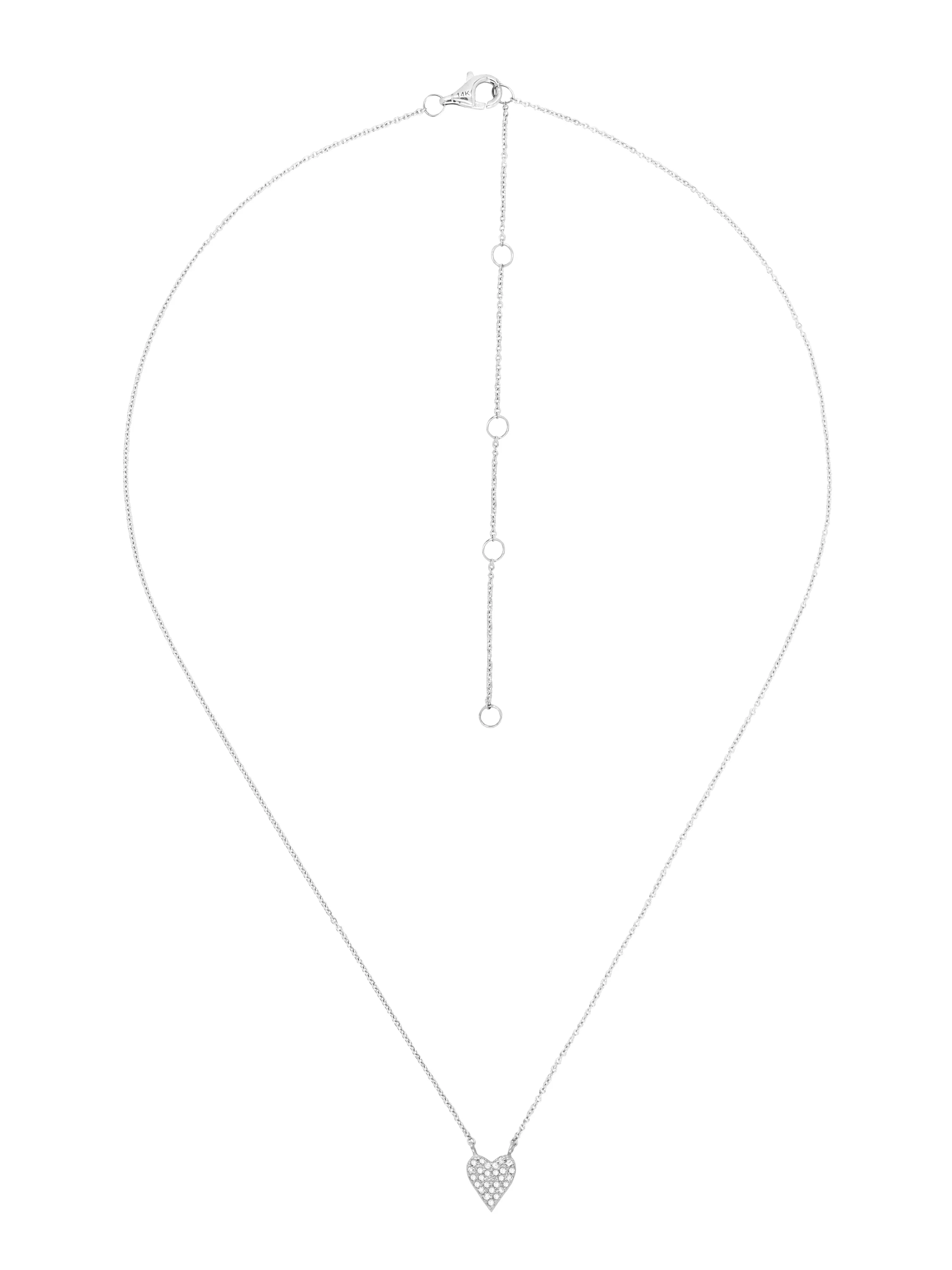 14k White Gold Small Diamond Heart Necklace